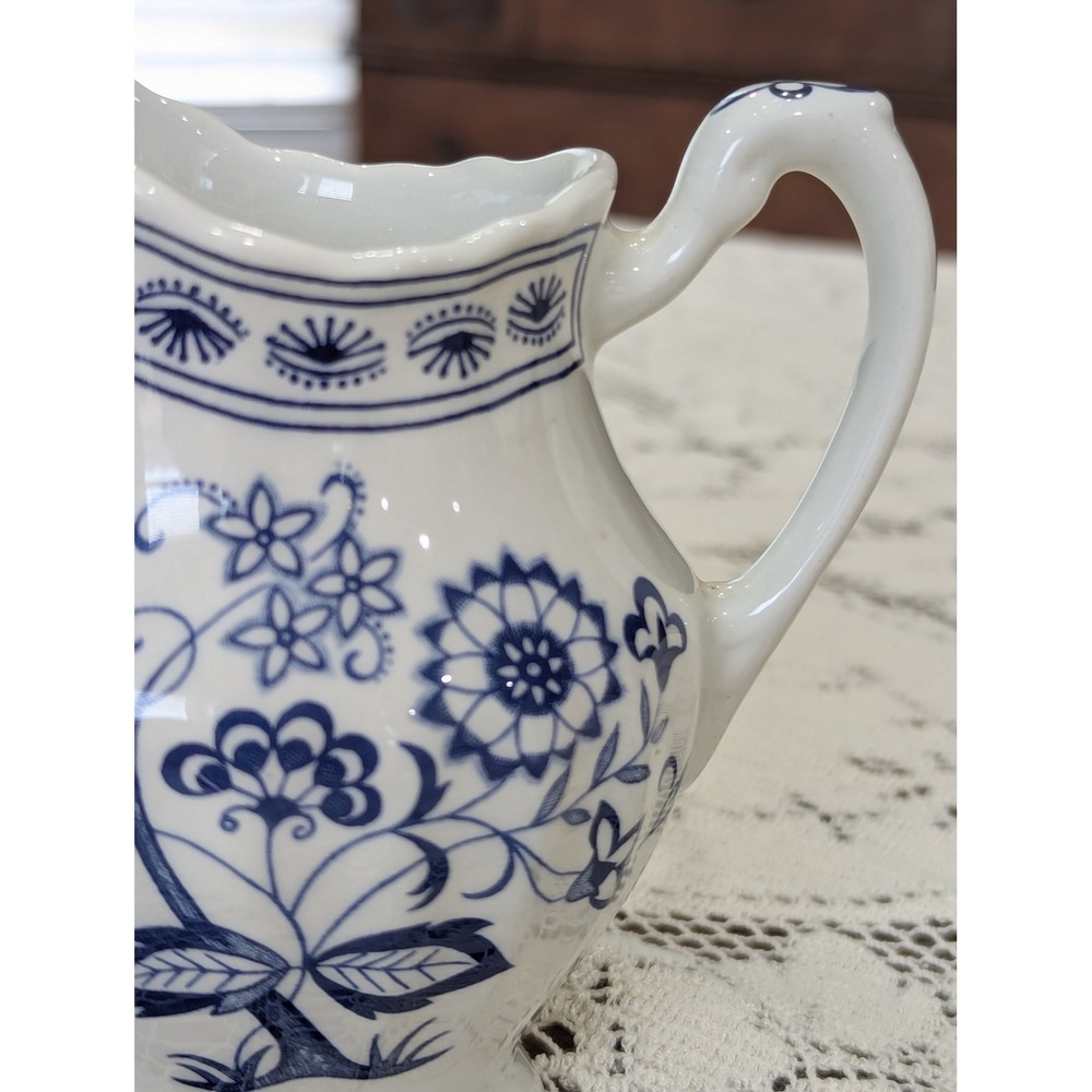 Vintage Creamer Small Blue J&G Meakin Blue Nordic Onion Pattern Ironstone - Picture 4 of 15